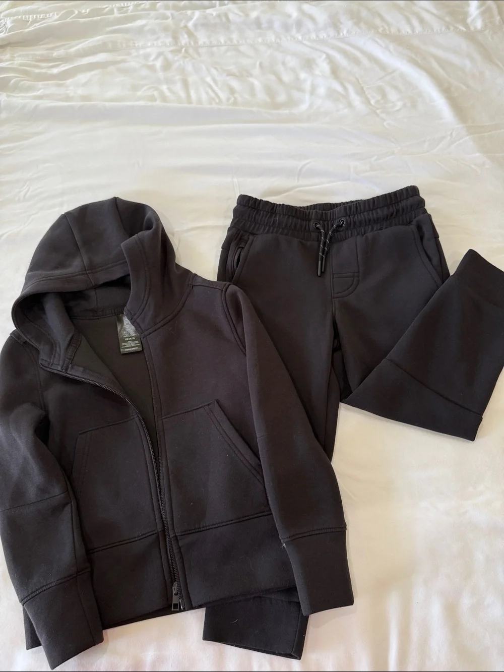 Members Mark Kids Black Hooded Zip-Up Sweatshirt & Jogger Set
